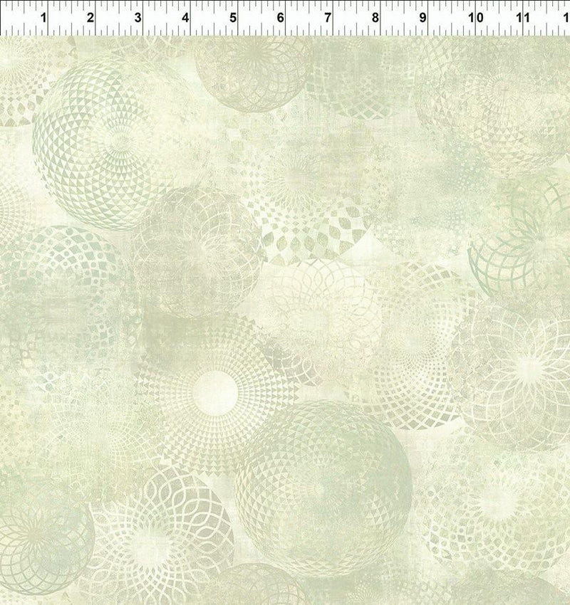 Cream w Lt Grey Green Circles