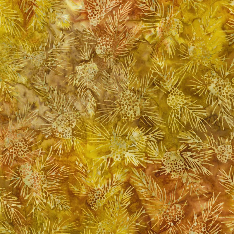 Yellow Orange Batik w Pinecone