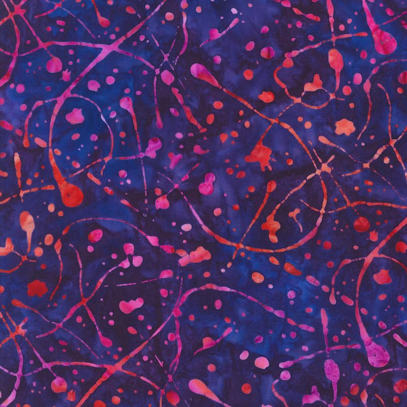 Dk Blue Batik w Pink Splatters