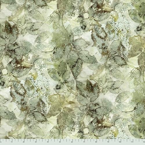 Green & Taupe Leaves on Cream