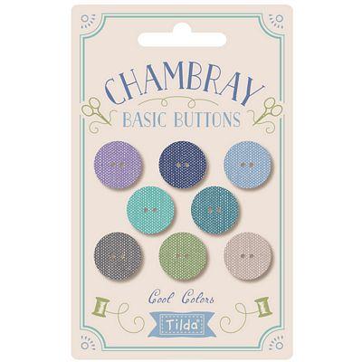 Tilda Chambray Buttons Cool 8 buttons, 16mm