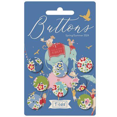 Tilda Jubilee 16mm Farm Flower Buttons Blue