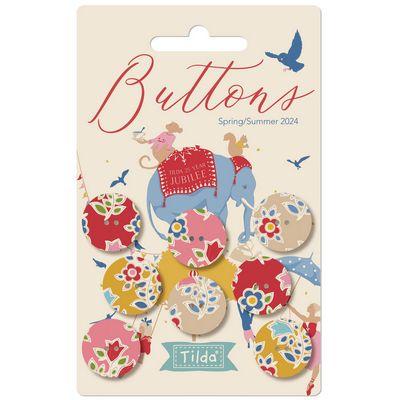 Tilda Jubilee 18mm Farm Flower Buttons Pinks & Golds