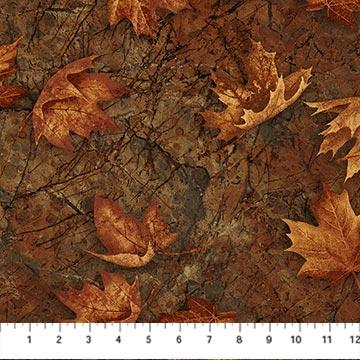 Brown w Orange Scatter Leaves