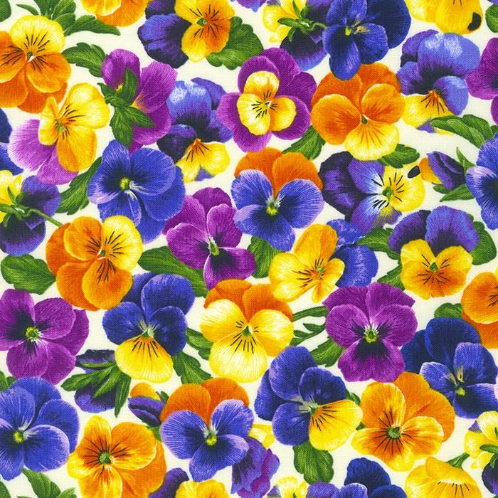 Packed Pansies on Cream