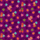 Red Violet w Maple Leaves Multi scattered all over