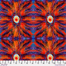 Large Bursts in Orange on Purple w Circle in Center