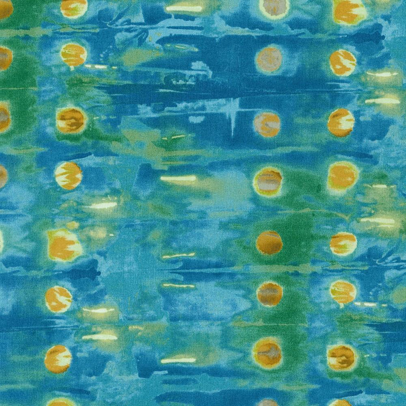 Small brown circles on water Teal, blue, green