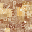 Yellow Brown Patterned Rectangles - Homestead Plot Gold Sand, Unbleached