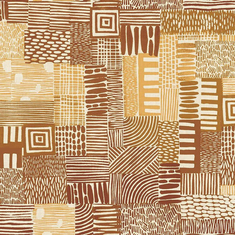 Yellow Brown Patterned Rectang
