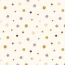 Small Purple, Peach, Brown Flowers on Cream or Off White