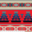 Fleece Red, Blue Tan & Teal Blanket Heirloom Red