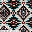 Fleece Cream with Black Tan Turquoise & Red