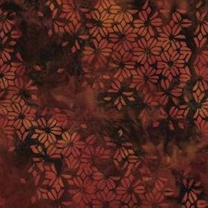 Dark Blue w Orange Rust Flowers in Diagonal Rows