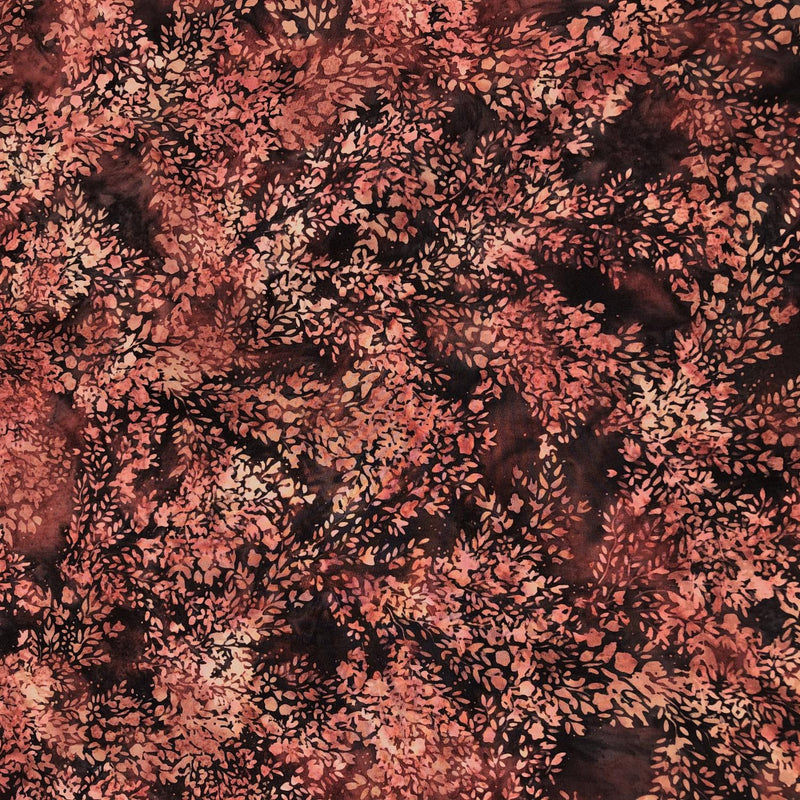 Beige leaves on rust batik