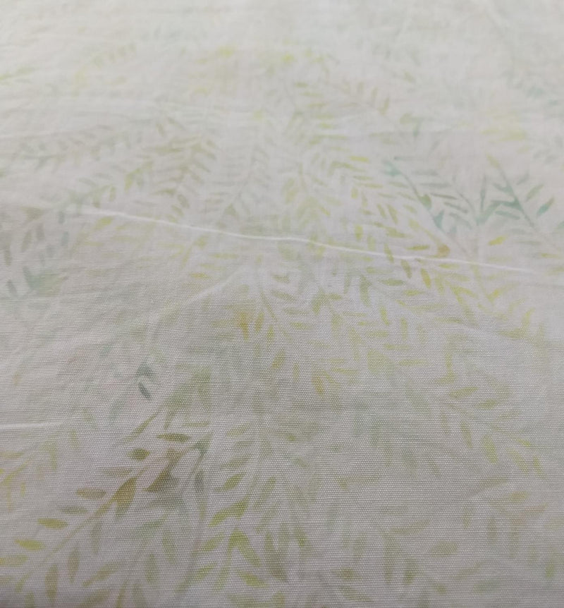 Light Cream Batik with Pastel Leaf Sprigs