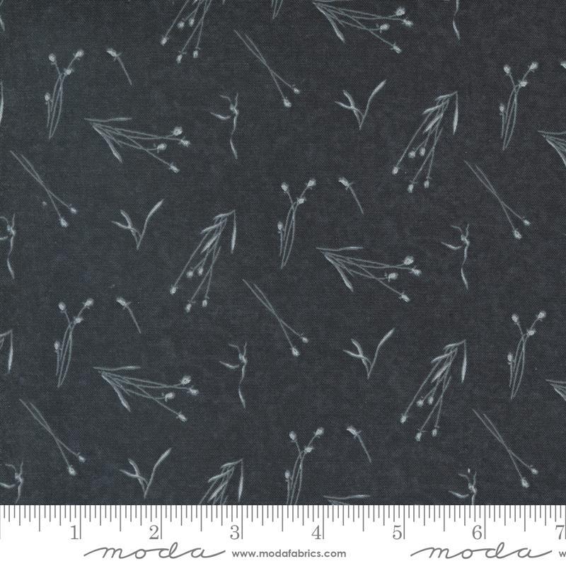 Black w Light Gray Sprigs Sedge Greens