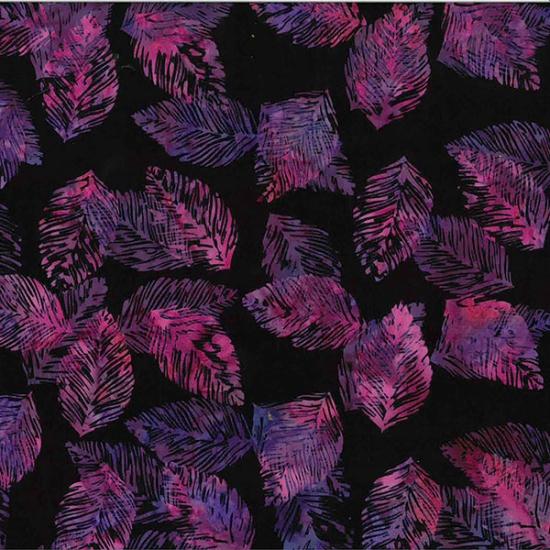 Black Batik w Purple & Pink Leaves All Over