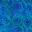 Bright Blue w Green Spiked Flowers