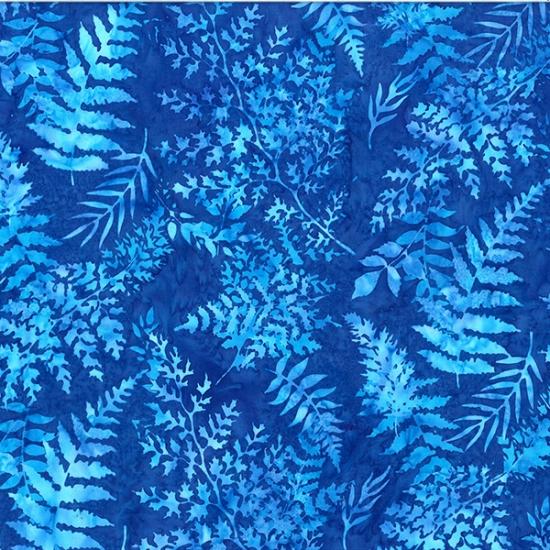 Bright Blue w Turquoise Fern Leaves Wading Waters