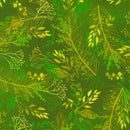 Bright Olive Green w Sprigs in Yellow and Green