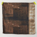 Brown Cotton Brushed w Script Border