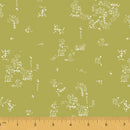 Cream Little Doodles on Green