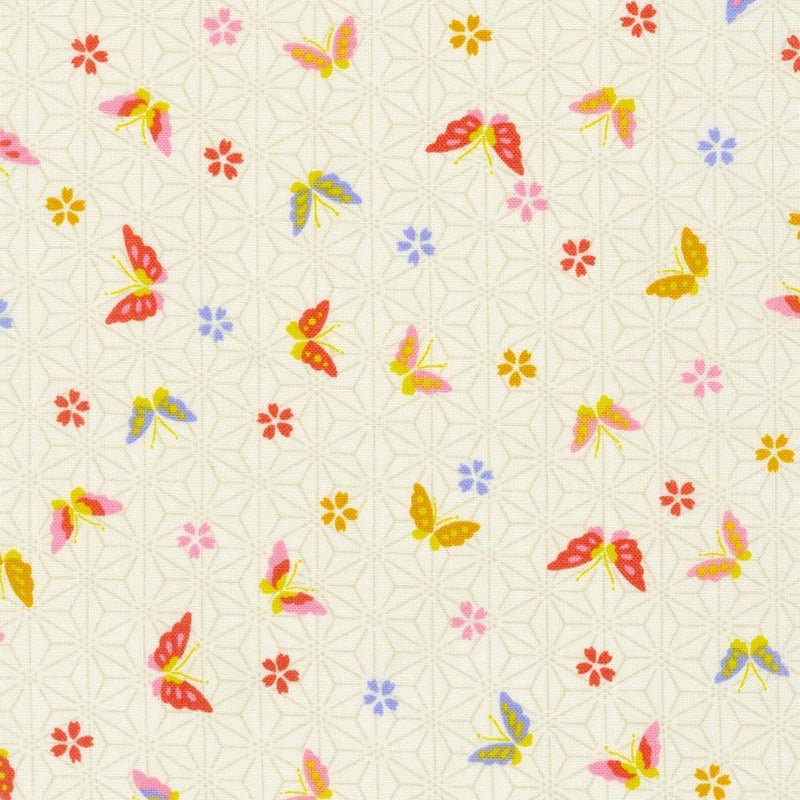 Cream w Geo Texture & Butterflies, Mini & Flowers
