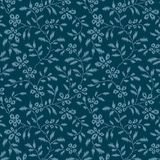 Dark Blue w Brighter Flowers Vines scattered all over