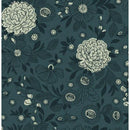 Dark teal w flowers light and dark, canvas