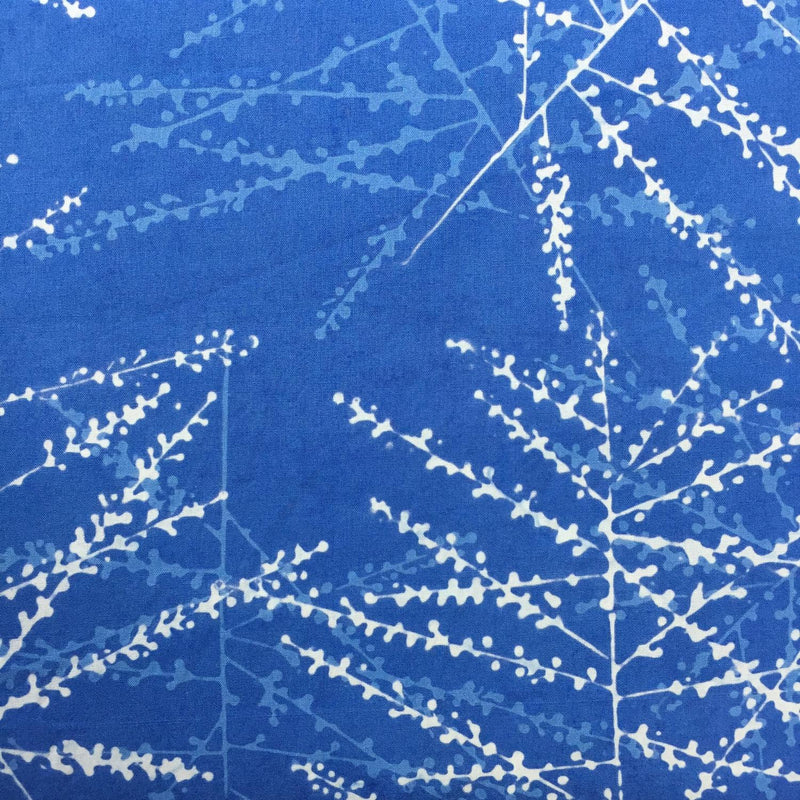 White branches on Cobalt batik