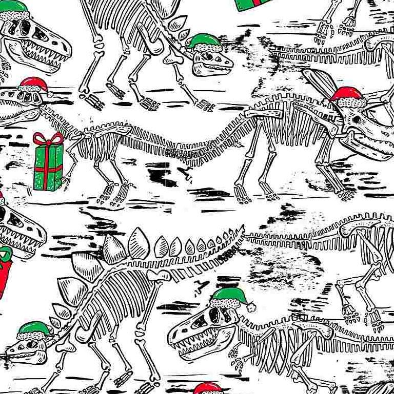 Dino Skeletons in hats w gifts