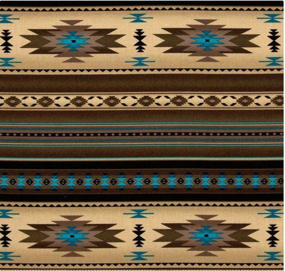 Tucson Brown turquoise Black Tan Blanket stripe, Sepia