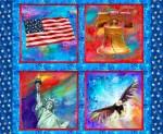 Panel Lady Liberty, flag, bell & Eagle One yard panel