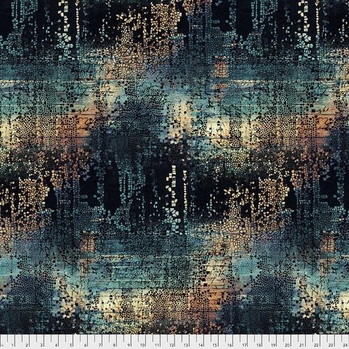 Black teal rust & tan pixel texture