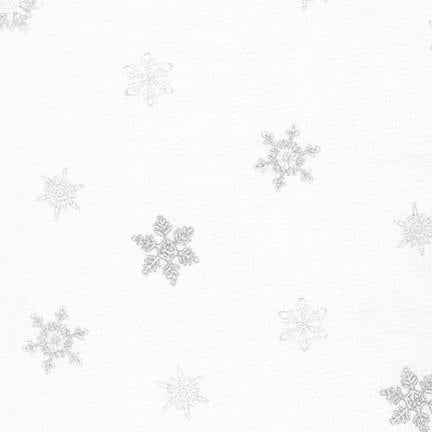 Silver snowflakes on white
