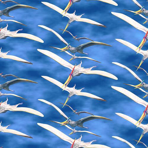 Flying Pteranodons on Blue