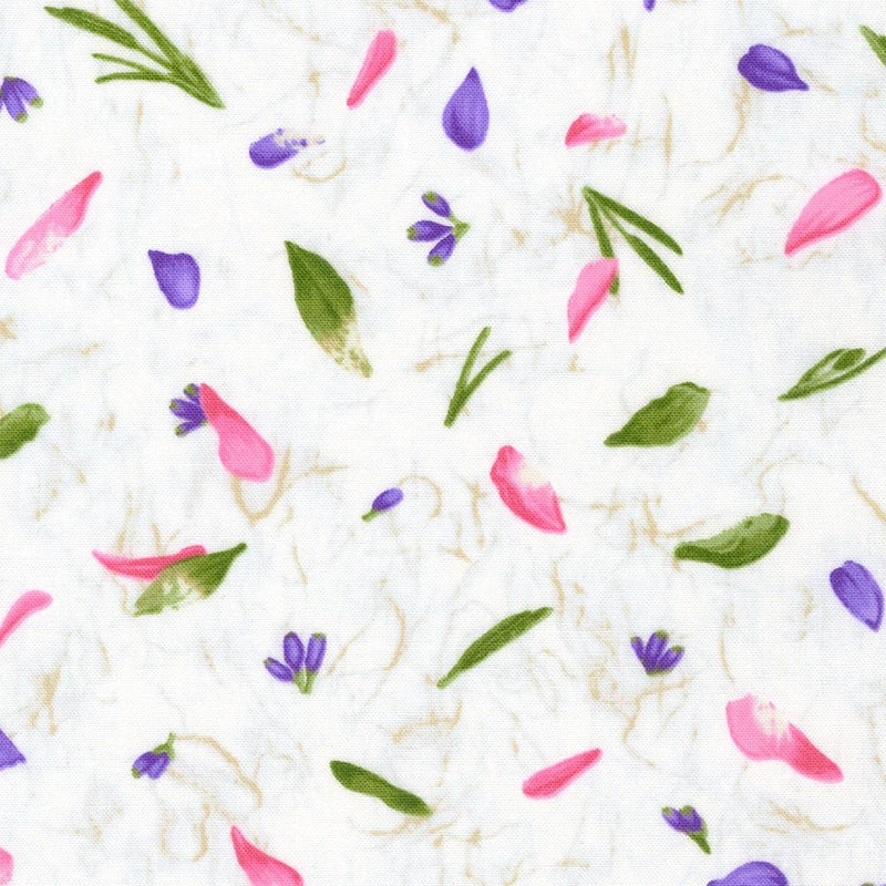 Marbled White w Pink, Green & Purple Petals