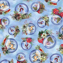 Christmas Snow Globes on Blue
