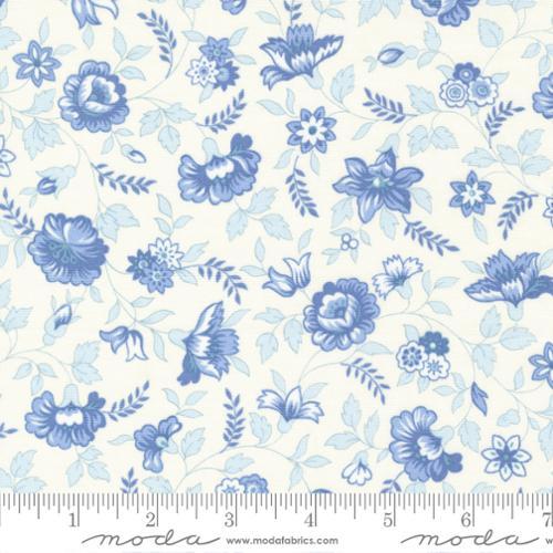 Small Blue Floral on Cream