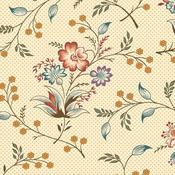 108" Flowers on Dotted Tan Bridle Path Multicolored