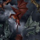 Flying Dragons on Gray sky