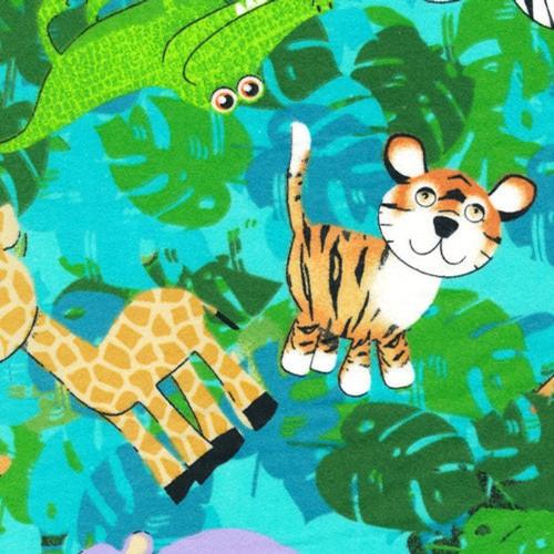 Flannel Jungle Animals on Green