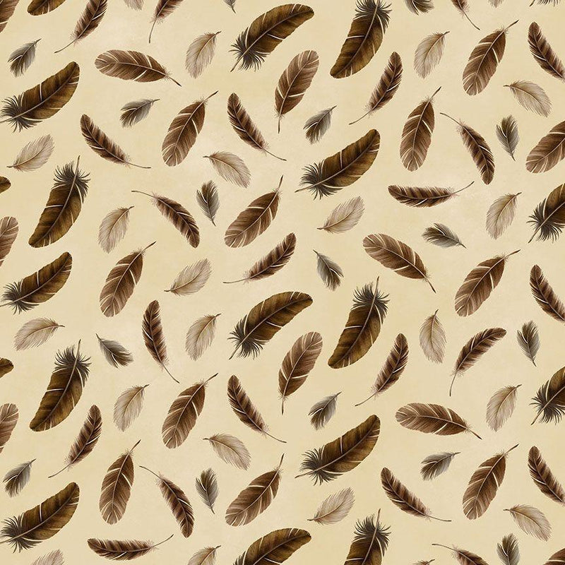 Floating Brown Feathers on Cream