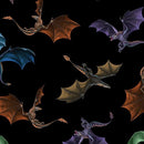Flying Dragons on Black Multi