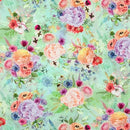 Garden Flowers on Light Green Large