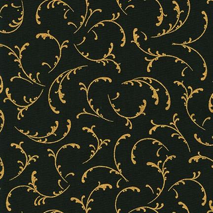 Curved Gold Branches on Black