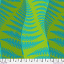 Green & Teal Wavy Leaf Stripe Running the length of the fabric