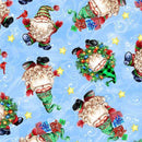 SALE: Lt Blue w Santa Gnomes