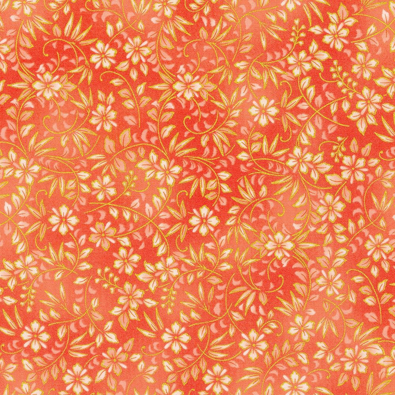Light Orange w Small Flowersin Peach Metallic